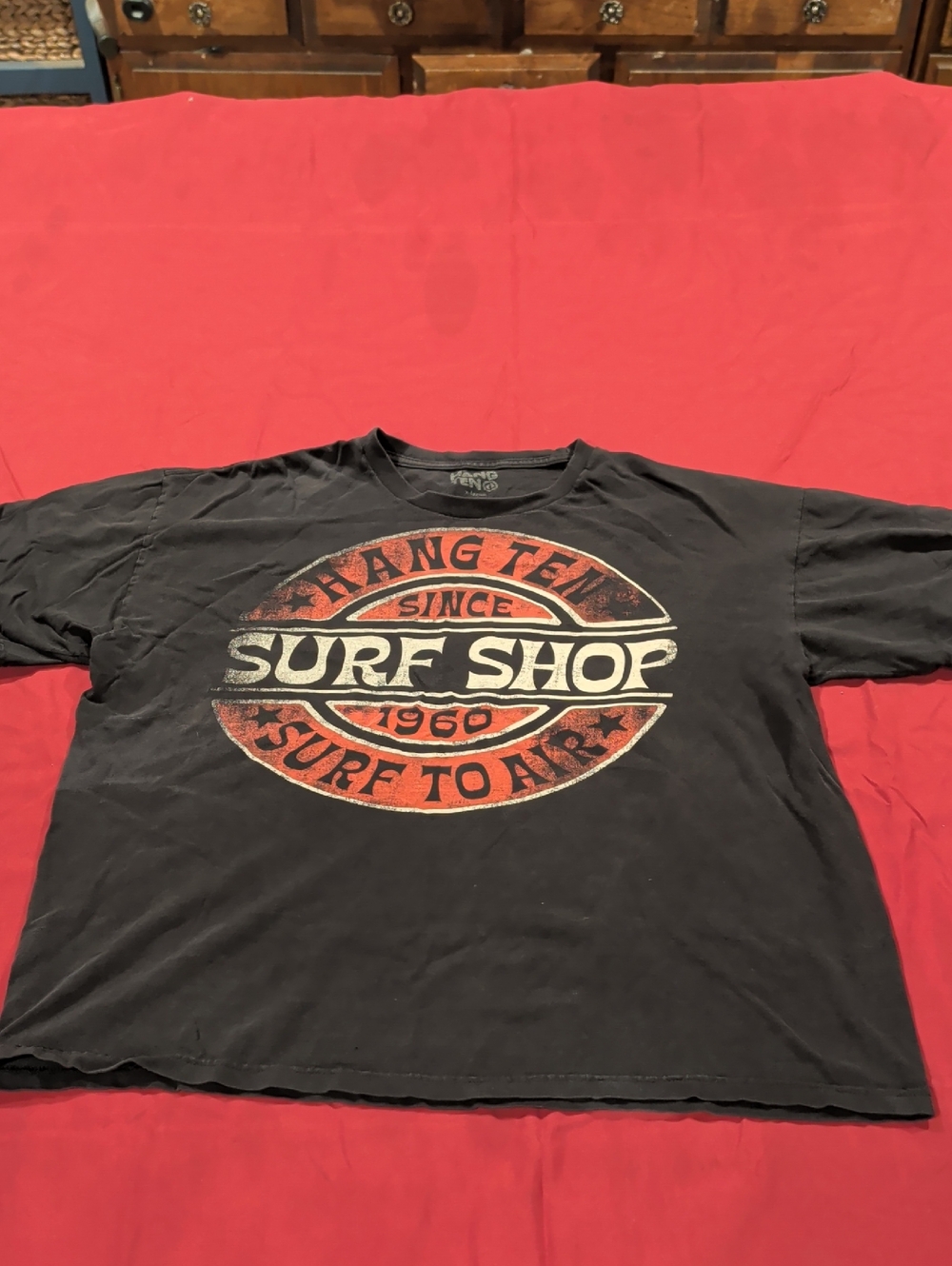 Hang Ten Black Tee with White Logo Print